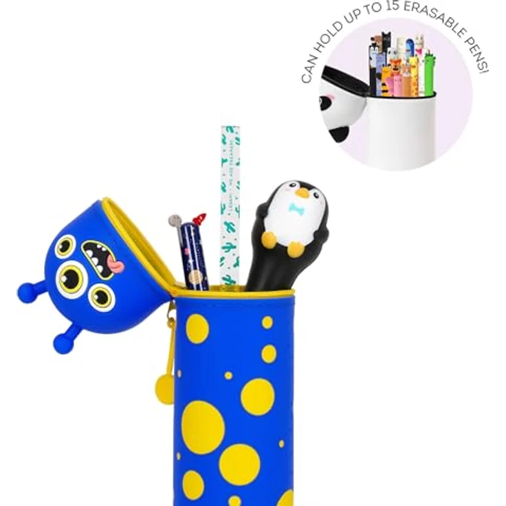 Legami Kawaii 2-in-1 Schulmäppchen, Silikon, Monster-Thema, Stifthalter, Reißverschluss, Höhe 18,5 cm – Bild 3