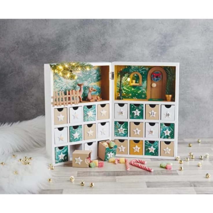 VBS Klappschränkchen/Adventskalender weiß Holz 30x21,5x9cm – Bild 5