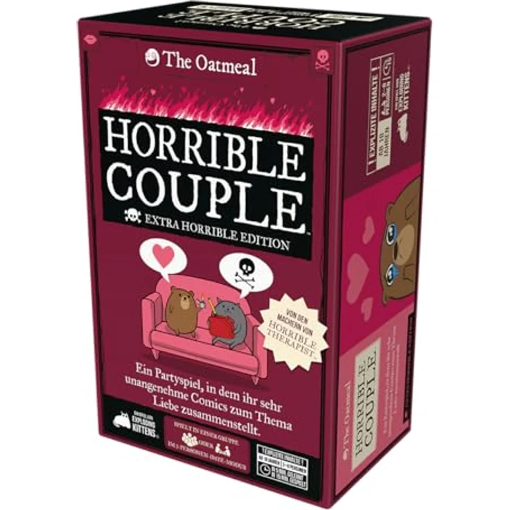 Exploding Kittens Horrible Couple (Extra Horrible Edition), kartenspiel für 2-8 Spieler ab 18 Jahren, deutsch, mit schwarzem Humor und 15 Minuten Spielzeit pro Partie – Bild 3
