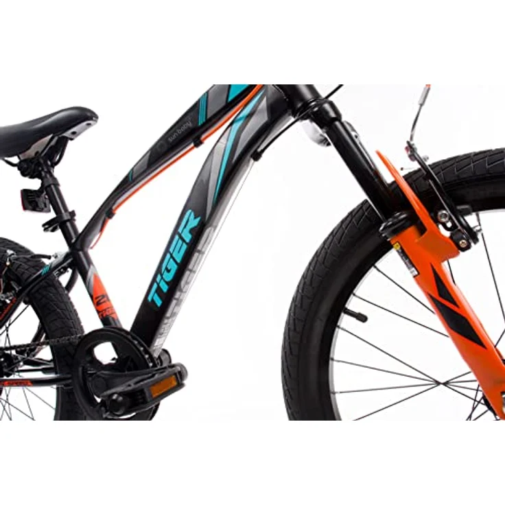 Sun Baby Jungenfahrrad 20 Zoll Kinderfahrrad Tiger Bike Jungen, 6 Gang Shimano, verstellbar (Schwarz Türkis Grau Orange) – Bild 4