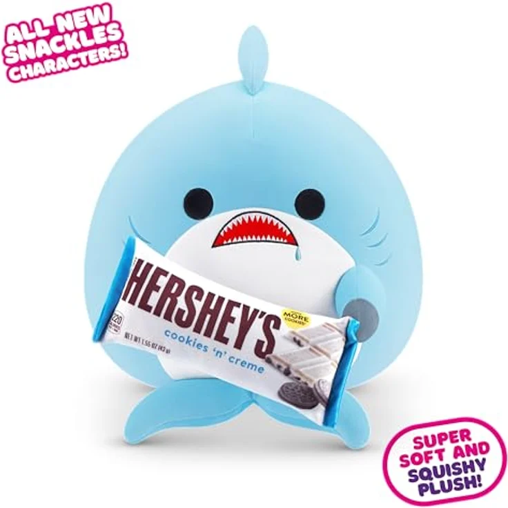SNACKLES Snackles, Series 2, Shark (Hershey, Cookie n Cream), 35 cm großes kuschelig-weiches Plüschspielzeug mit lizenziertem Snack – Bild 2