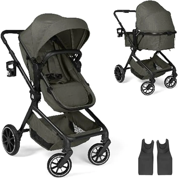 Hauck 2in1 Kinderwagen Convert N Care, Kombikinderwagen mit Babywanne und Sitzfunktion, Olive, inkl. Gratis Mobilitätsgarantie – Bild 1