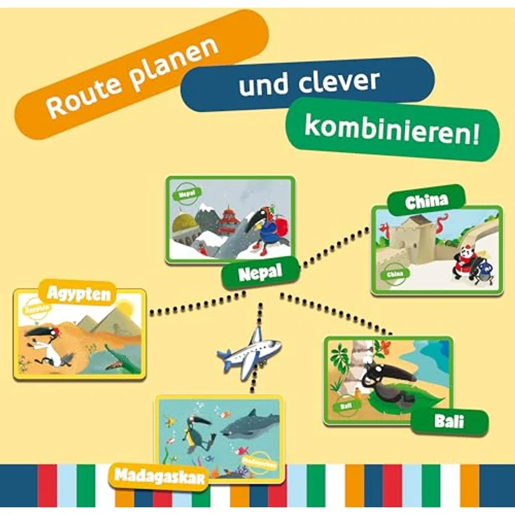 AUZOU Reise um die Welt mit Wolf, Brettspiel ab 5 Jahren, Familienspiel für 2-6 Spieler mit Wolf-Metallfigur und Postkartenversand – Bild 3