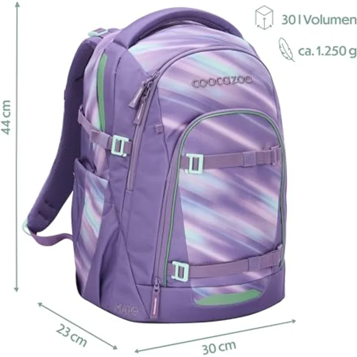 coocazoo Schulrucksack Mate, 44 cm, 30 Liter, ergonomisches Easy Grow System, Arctic Lights – Bild 2