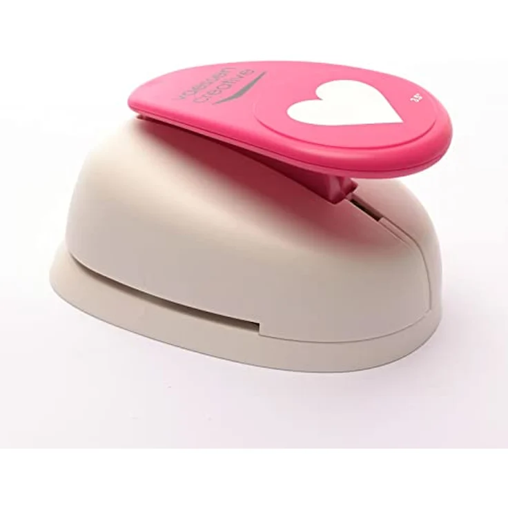 Vaessen Creative Motivstanzer Herz, 7.9 x 8 cm, für Bastelpapier und Scrapbookpapier, Weiß/Rosa – Bild 1