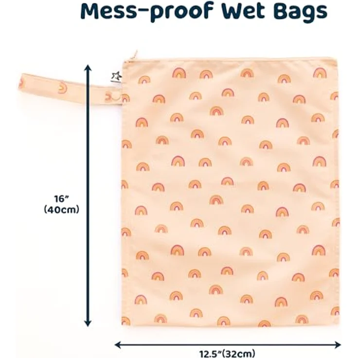 Tiny Twinkle wasserdichte Nass-Tasche, 2er Pack wiederverwendbare Aufbewahrung für nasse Badebekleidung und Windeln, Boho Regenbogen – Bild 2