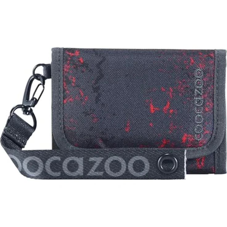 Coocazoo Geldbörse „Broken Black”, schwarz-rot, Portemonnaie mit 2 Sichtfenstern, Münzfach, Kartenfächern und Klettverschluss, ab der 3. Klasse – Bild 1