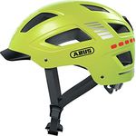 ABUS Fahrradhelm mit Licht - Hyban 2.0 LED - Vorder- und Rücklicht & robuste Hartschale - für Damen und Herren - Gelb Glänzend, Größe L
