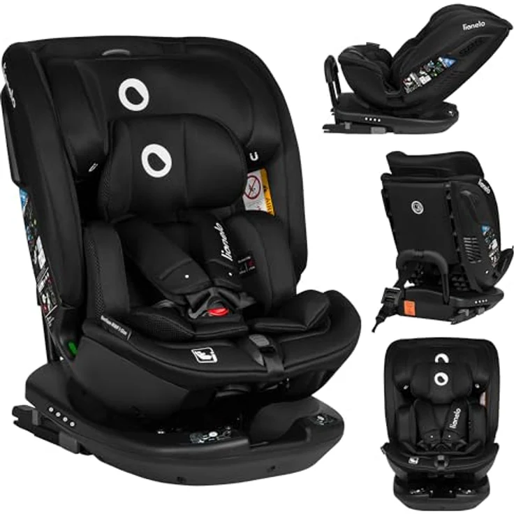 lionelo Autokindersitz Bastiaan RWF i-Size, 4 Sitze in 1/360' drehbare Basis / ISOFIX / Top-Tether, Farbe: variabel – Bild 2