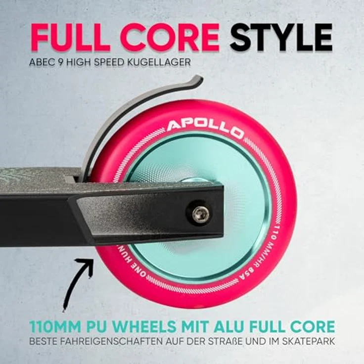 Apollo Stunt Scooter - Eagle, eloxierter Profi Stuntroller, ABEC 9 Kugellager, 110mm Wheels, Trick Roller - Schwarz – Bild 3