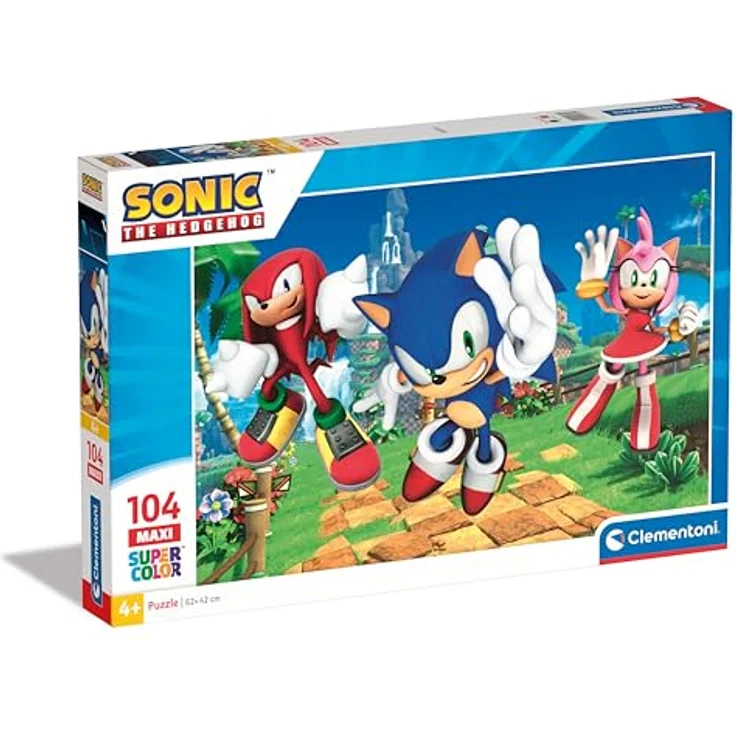 Clementoni Sonic Kinder Puzzle 104 Maxi Teile, 62 x 42 cm, Geschicklichkeitsspiel für Kinder ab 4 Jahren, umweltfreundlich produziert – Bild 1