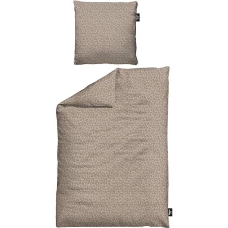 Sansibar Bettwäsche-Set Leo, 100% Baumwolle, stilvolles Leopardenmuster, grau oder taupe, Größen 135x200 & 155x220 cm – Bild 1