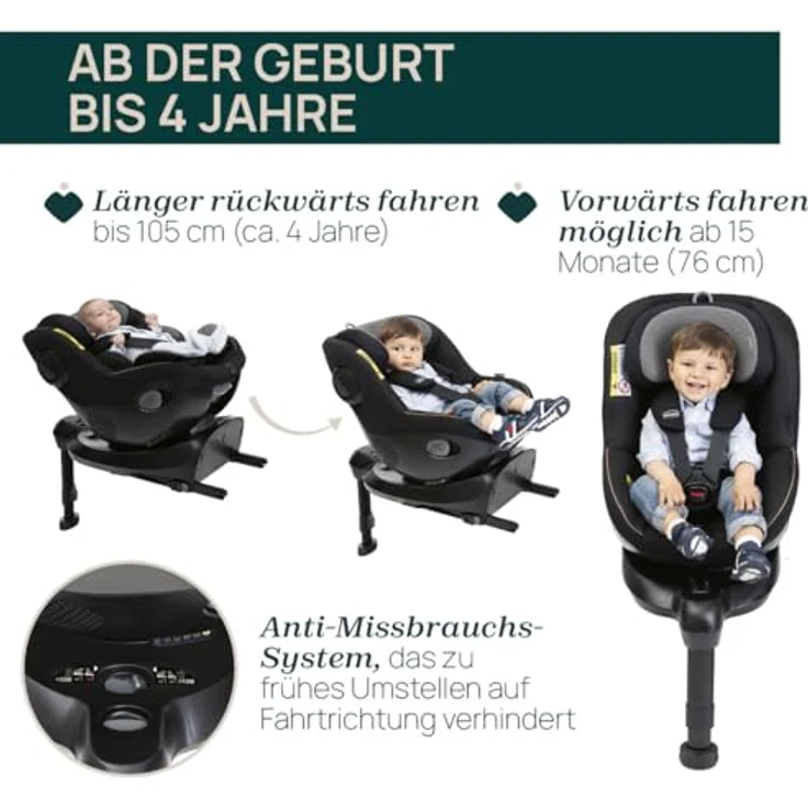 Chicco Seat105 I-Size, 360° drehbarer Autositz mit 6 Positionen, schneller Einbau, inkl. Verkleinerer, für Kinder von 40-105 cm, Gruppe 0/1, ECE R129/03 – Bild 5