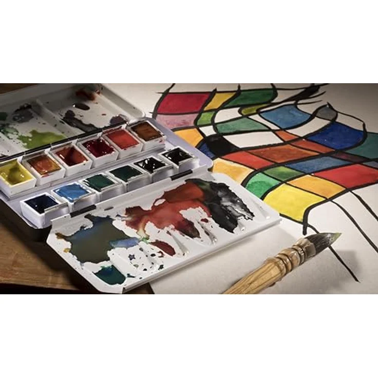 Rembrandt Profi-Aquarellfarben-Set, 12 monopigmentierte Farben in luxuriöser Metalldose + Pinsel – Bild 5