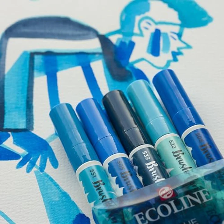 Talens Ecoline 5 brush pens "Blue" – Bild 5