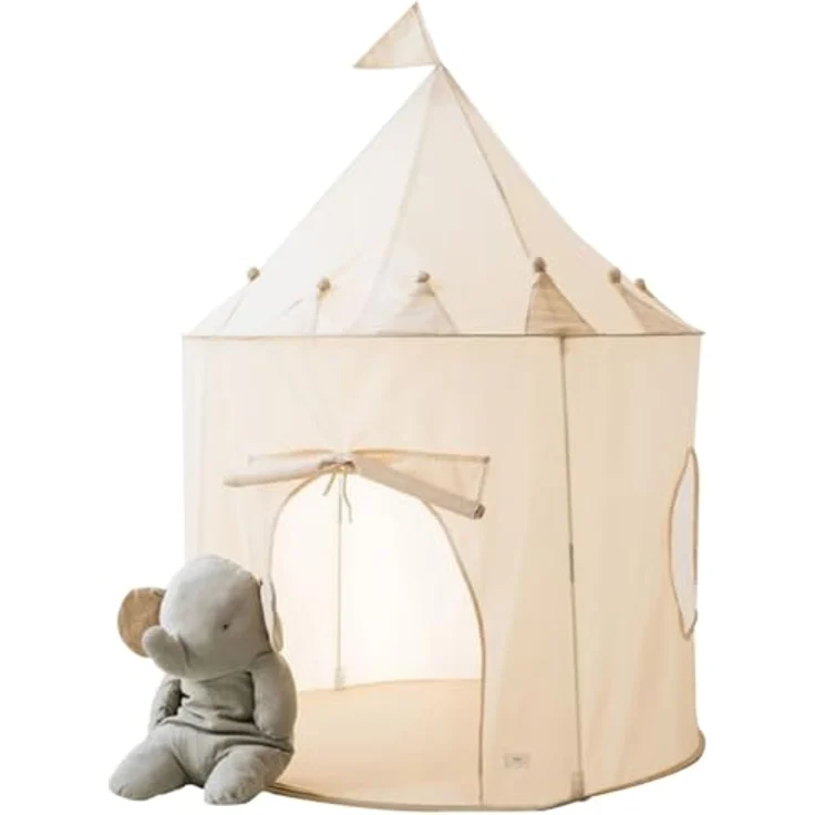 3 Sprouts Spielzelt für Kinder – Indoor Tippi für Spiel und Spaß im Kinderzimmer, beige, kinderfreundliches Design, einfach aufbaubar und tragbar – Bild 1