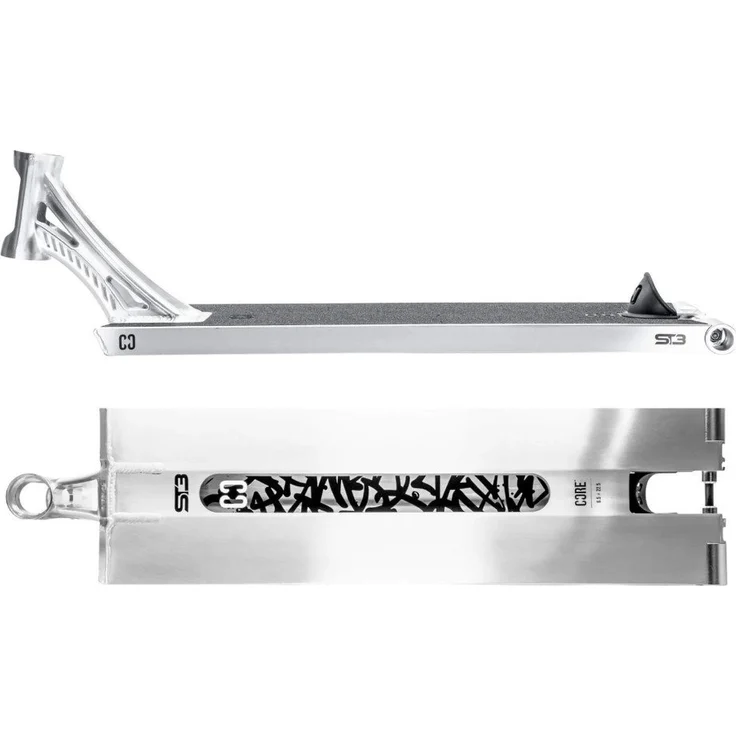 Core Action Sports Stuntscooter CORE ST3, 57.2 cm Stunt-Scooter Street Deck aus 6061 Aluminium in Silber mit Premium Grip und integriertem Spacer-System