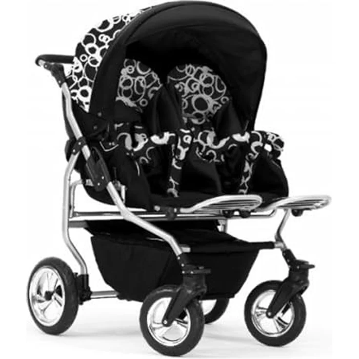 Elcar Zwillingskinderwagen 4 in 1 Duo inkl. Autositze - 13 Teile - in 20 Farben, variable Montage, Federungen und Luftbereifung – Bild 3