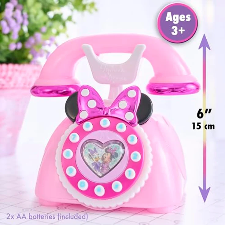 Disney Junior Ring Me Rotary Phone, Spielzeug-Wählscheibentelefon in irisierendem Pink mit Lichtern und Minnie Mouse Geräuschen – Bild 3