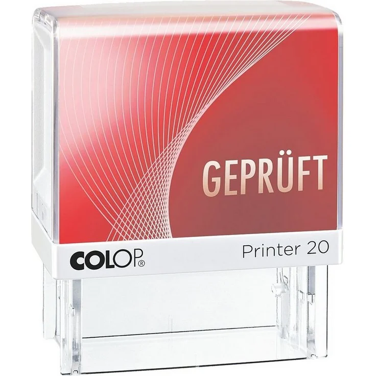 COLOP Stempel Printer 20/L Geprüft, Textstempel mit fertigem Lagertext, selbstfärbend – Bild 1