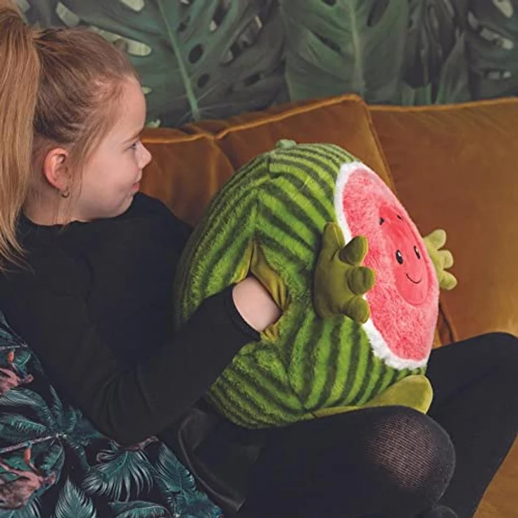 NOXXIEZ Noxxiez Handwarmer - Knuffel - Kussen - Watermeloen, Kuscheltier und Handwärmer in Melonen-Design, 35 cm groß, weich und hautfreundlich – Bild 4