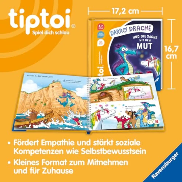 Ravensburger tiptoi® Darro Drache und die Sache mit dem Mut, Lernbuch mit Sound über den Umgang mit Gefühlen, für Kinder von 4-7 Jahren – Bild 5