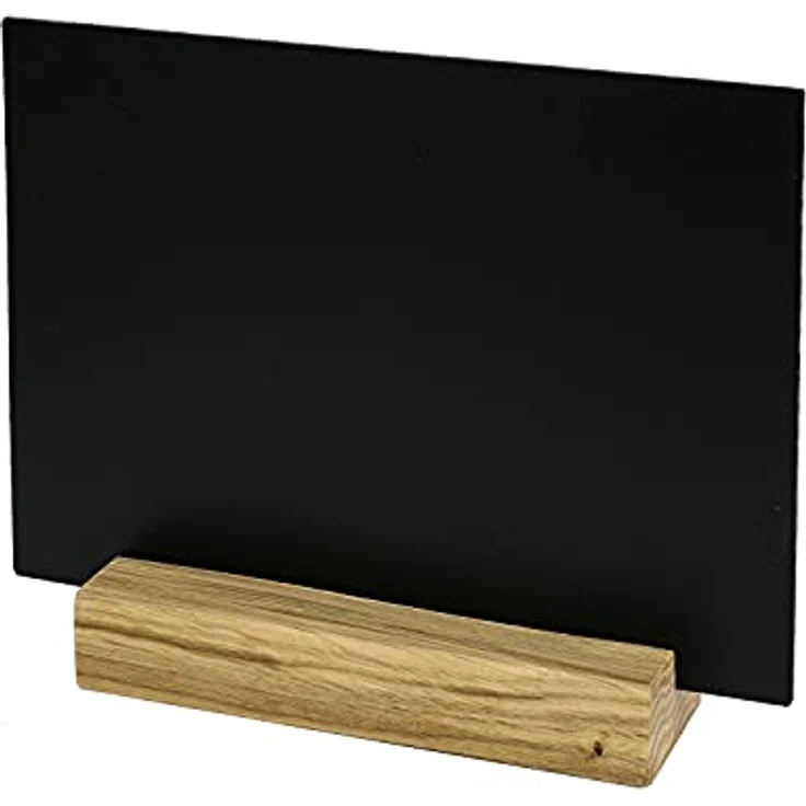 HMF Tischaufsteller Kreidetafel, DIN A5, schwarze DIY Deko mit Holzfuß, wiederverwendbar und stabil – Bild 5