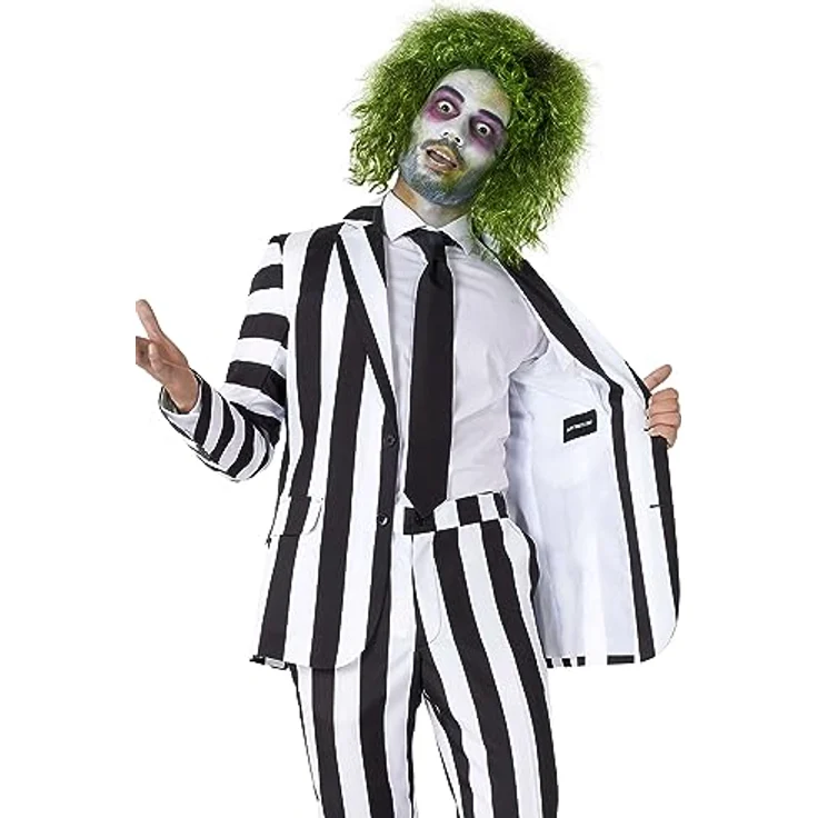 Suitmeister Beetlejuice XL, offiziell lizenzierter Anzug für Halloween und Mottopartys, Schwarz/Weiß gestreift – Bild 6