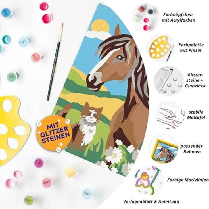 Ravensburger Malen nach Zahlen CreArt, Pferd und Kätzchen, Malset mit 10 Acrylfarben, Made in Europe – Bild 5