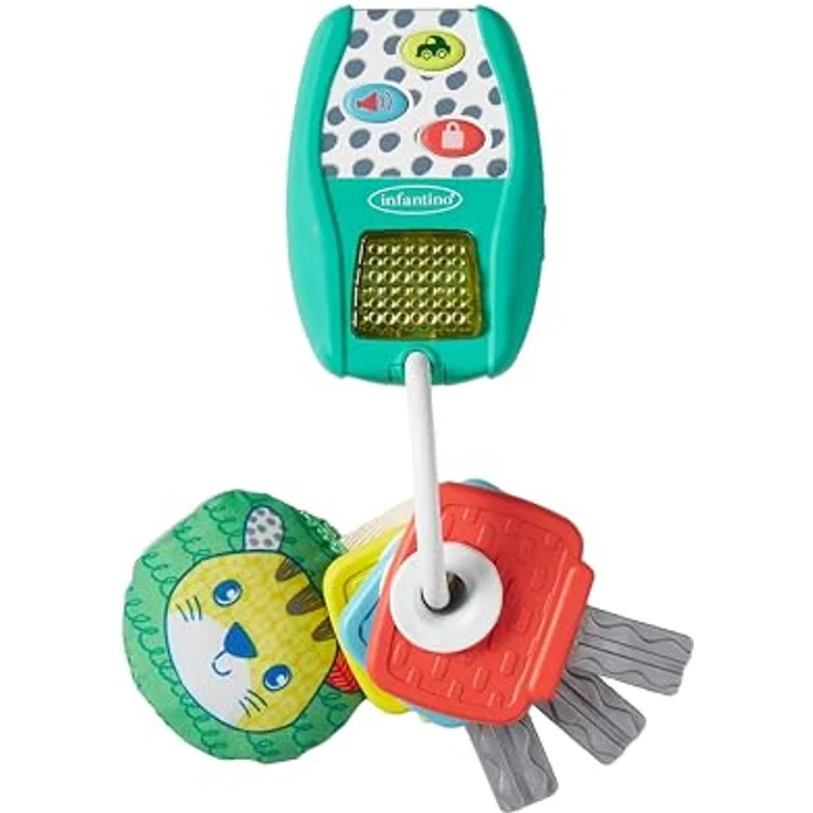Infantino Music & Lights Key Ring - 4 Easy Press Buttons, Real Car Sounds, Crinkle Character & Rattling Keys, Ages 3 Months + – Bild 2