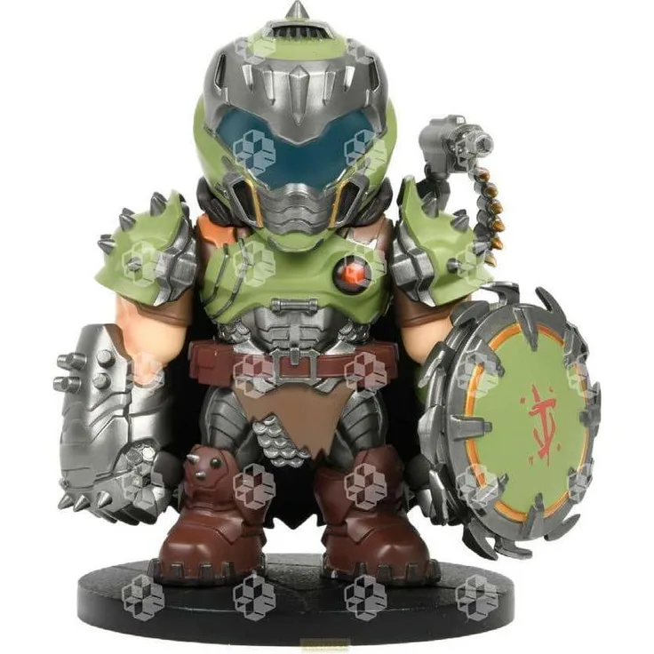 DEVplus Doom The Dark Ages PVC Figur Doom Slayer, 9 cm, detailreiche Sammelfigur in bedruckter Fensterbox