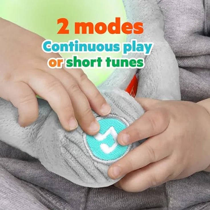 Bright Starts Plüschfigur Hug-a-bye Baby™ Musical Light Up Soft Toy, Elefanten-Plüschtier mit beruhigenden Melodien und glitzerndem Bauch, grau – Bild 3