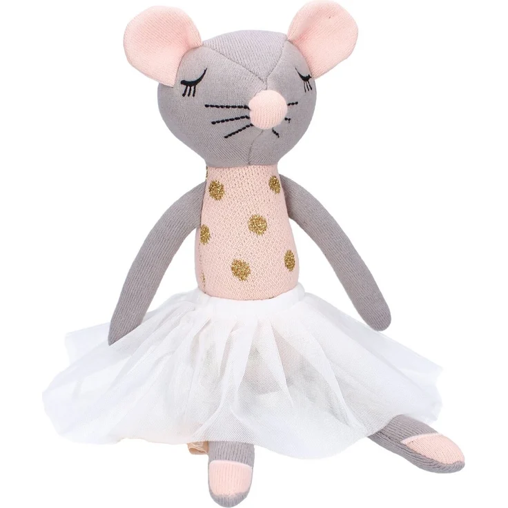 Kidzroom Cuddle Me Tight Maus Lola, 40 cm großes Tanzplüschtier mit grauem Fell und Ballerina-Kostüm