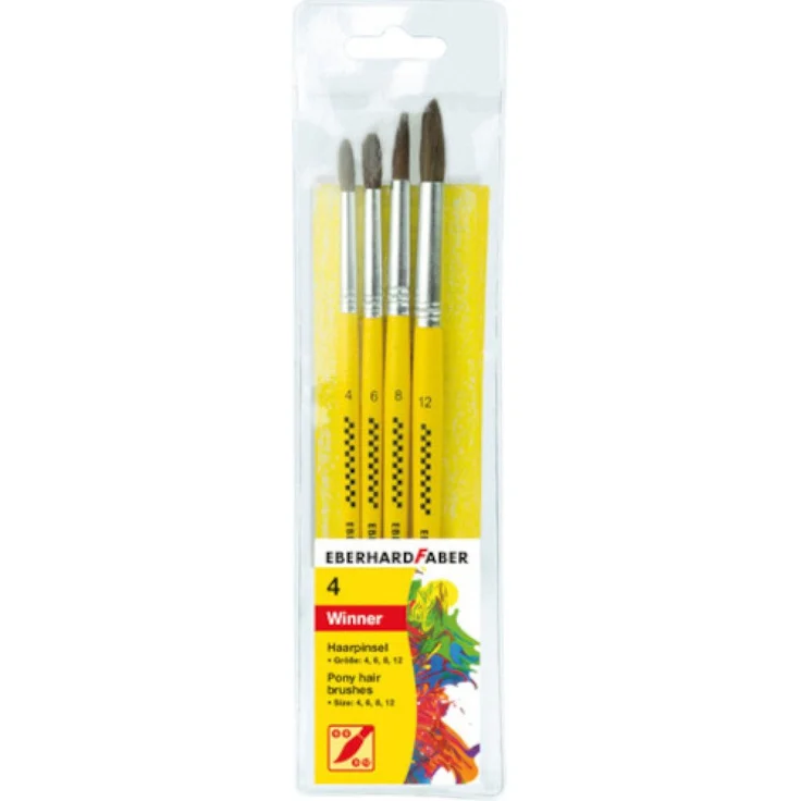 Eberhard Faber Malpinsel 579922 Hairbrush, Set Of 4, Kinderfreundliche Pinsel für kreativen Spaß – Bild 1