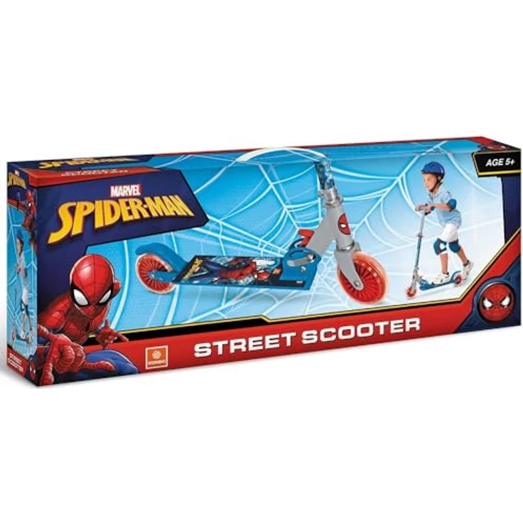 Mondo 28687 Klappbarer Tretroller Spider-Man, verstellbarer Lenker (67–78 cm), rutschfeste Fußstütze, leise Räder, max. Traggewicht 50 kg, Aluminium – Bild 2