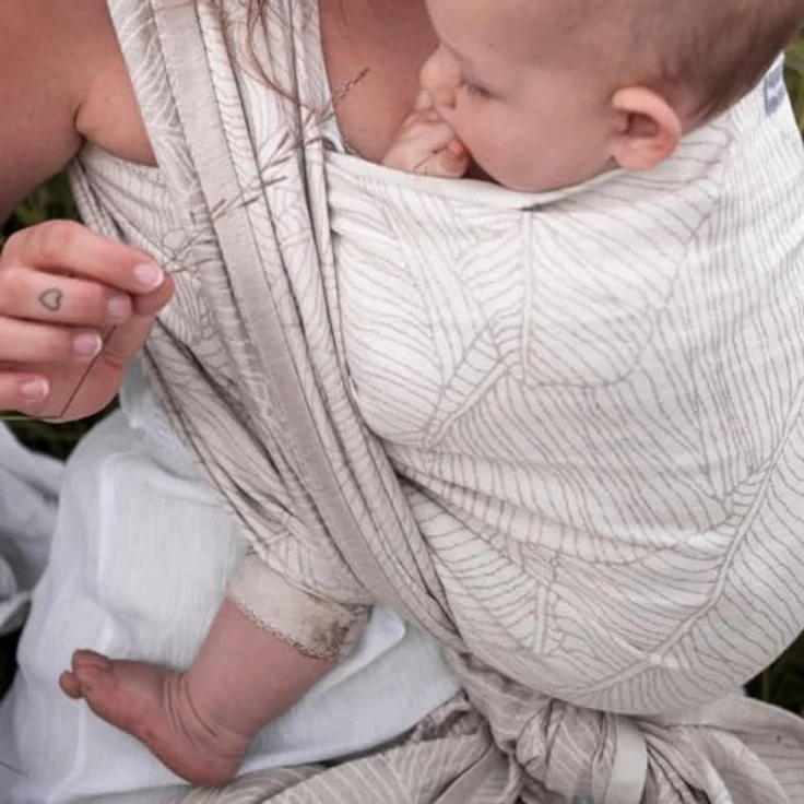 Hoppediz gewebtes Baby-Tragetuch, Leinen-Blend kbA, für Neugeborene bis Kleinkind, 5,40 m, Grenada natur, einfaches Binden und stilvolles Design – Bild 3
