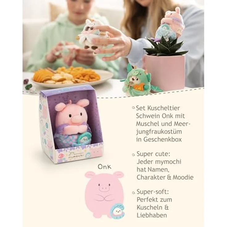 NICI Kuscheltier Set Schwein Onk, 8 cm Plüsch mit Meerjungfrauenkostüm in Geschenkbox, rosa – Bild 3