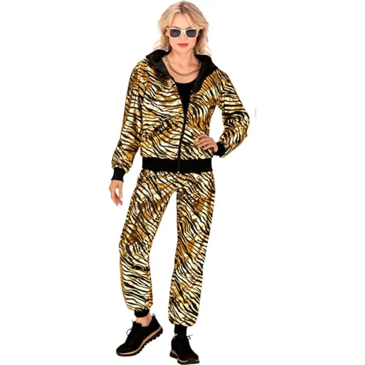 Widmann 80er Jahre Tiger Trainingsanzug, knallige Farben, Größe M für Fasnacht und Mottoparty – Bild 3