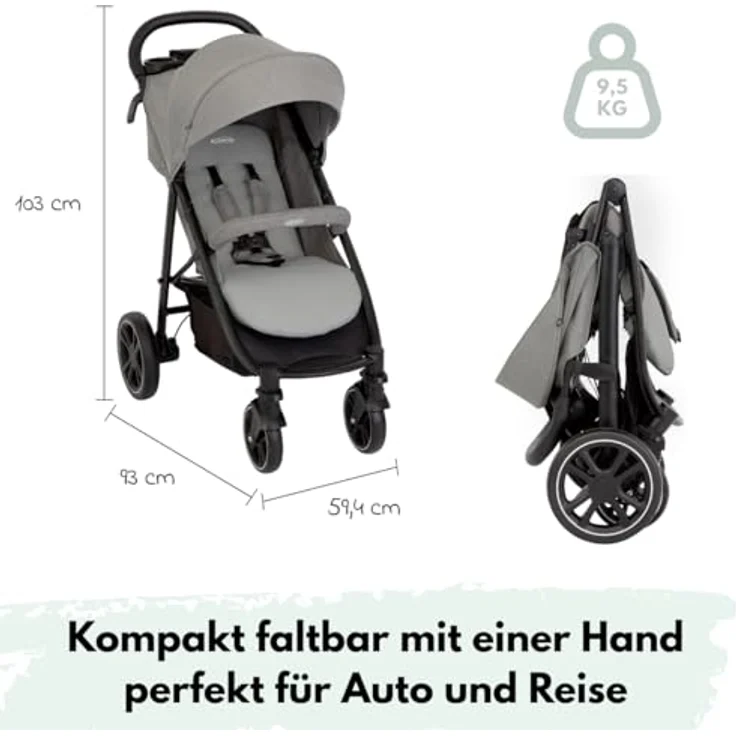 Graco Buggy Eezefold DLX, Sportwagen mit Einhand-Faltmechanismus, Becherhalter und Mobilitätsgarantie - Lunar – Bild 4