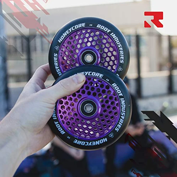 Root Industries Stuntscooter 2x Root Industries Honeycore Stunt-Scooter Rolle 110mm Lila/PU Schwarz – Bild 6