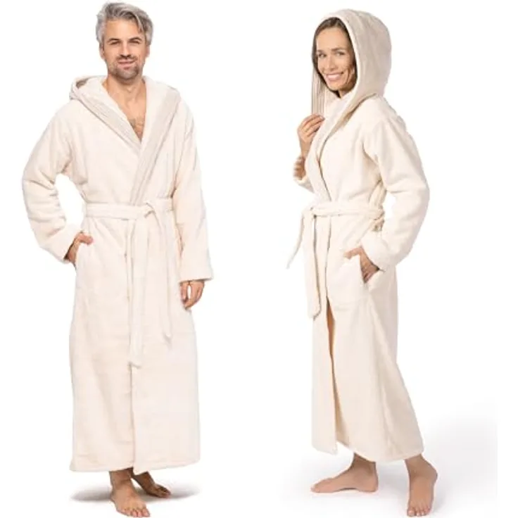 MÖVE Wellness Kapuzenbademantel, Spinair-Baumwolle, Gr. M, unisex, Oeko-Tex® Standard 100, natur