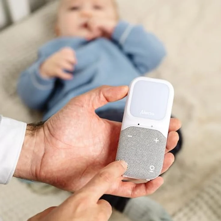 Alecto DBX140 - Full Eco Audio Babyphone mit DECT-Klangqualität, Display, Nachtlicht und Reichweite bis 300 m - Weiß/Grau – Bild 7