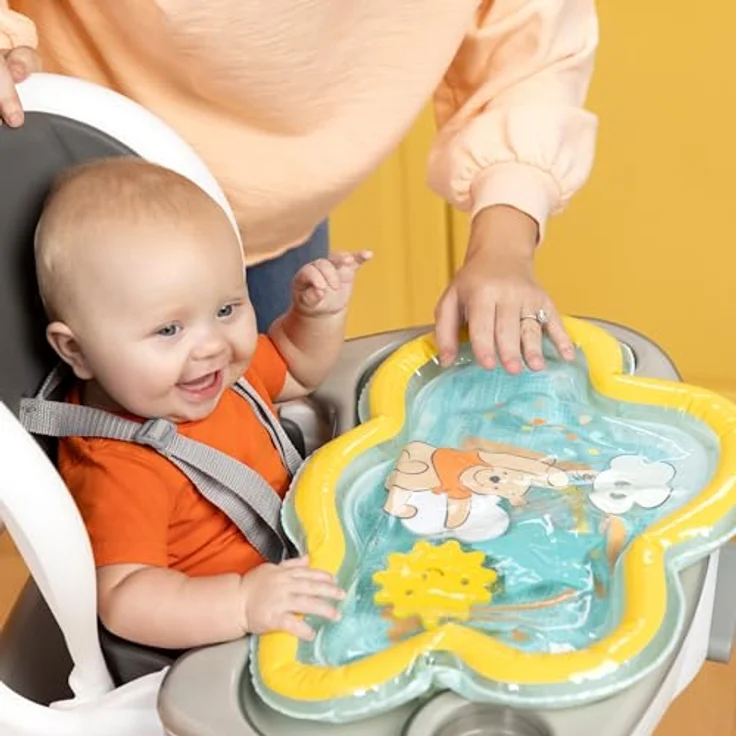 Bright Starts Winnie Puuh Once Upon a Tummy Time, Bauchlage-Wassermatte in Blau, mit 3 schwimmenden Teilen, geeignet für Neugeborene – Bild 5