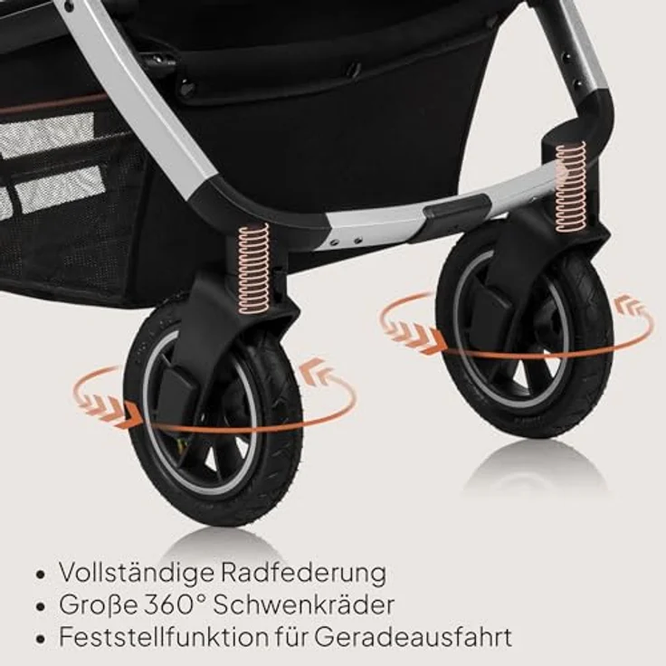 Lionelo Amber 3in1, Kinderwagen mit ADAC-zertifiziertem Autositz, umkehrbarem Sitz, großen Profilrädern und UPF50+-Sonnenschutz – Bild 4