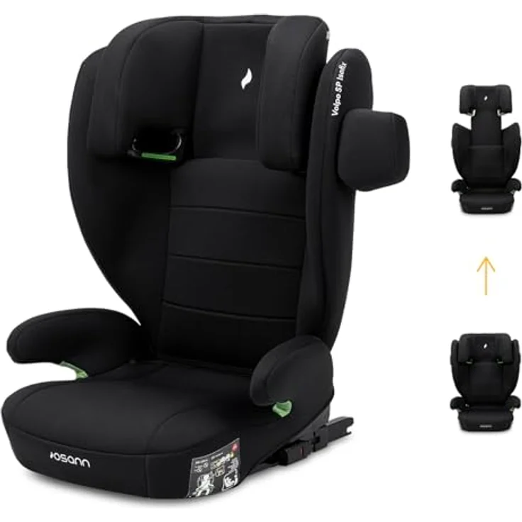 Osann Volpo SP Isofix, Kindersitz ab 3 bis 12 Jahre (100-150 cm) mit 12-fach höhenverstellbarer Kopfstütze, Schwarz – Bild 1
