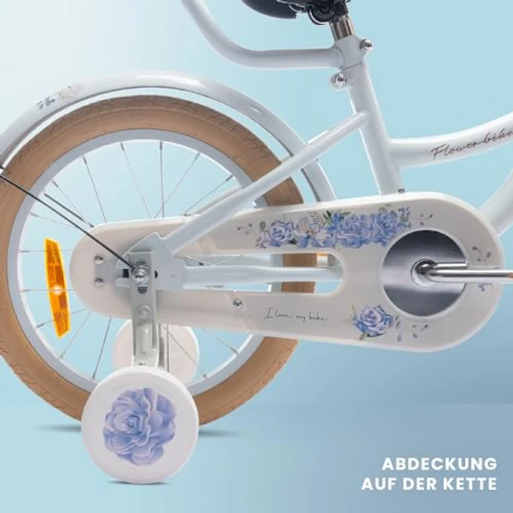 sun baby Mädchenfahrrad 14 Zoll Flower Bike mit Abnehmbarer Schubstange (Hellblau) – Bild 4