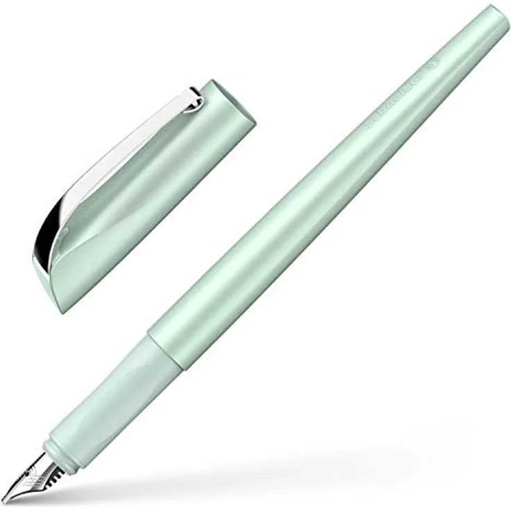 Schneider Füllhalter Callissima Mint, Kalligraphie-Füller mit Federbreite 1,5 mm in edler Metallic-Optik, inkl. Tintenpatrone Bermuda Blue