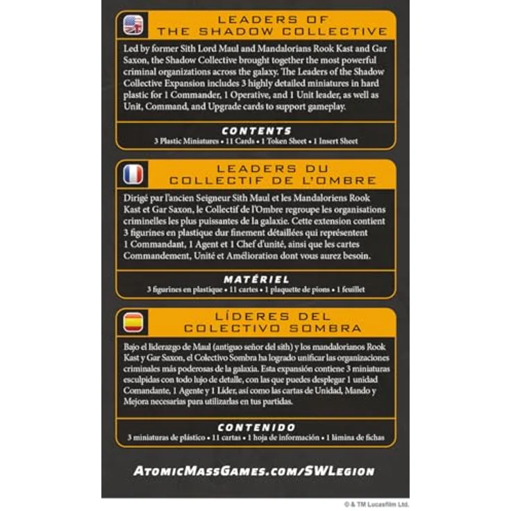 Chaosium Inc. Star Wars Legion: Leaders of the Shadow Collective - Brettspiel mit 3 detaillierten Miniaturen und Spielkarten - EN Version – Bild 4