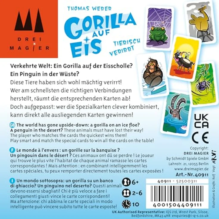 Schmidt Spiele Gorilla auf EIS, Kartenspiel für 2–6 Spieler ab 6 Jahren, fördert Reaktion und Beobachtung, kurze Spielrunden von 10 Minuten – Bild 2
