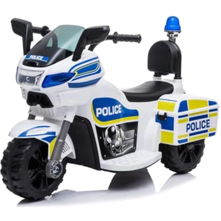 Chipolino Kinder Elektromotorrad Polizei, 3-Rad mit Scheinwerfer und Musikfunktion, Farbe: weiß blau – Bild 2
